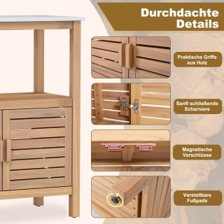 Costway Πάγκος Ραφιέρα Εξωτερικού Χώρου από Ακακία με Ρεζινένια Επι...