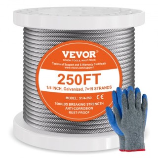 VEVOR Καλώδιο Χάλυβα 1/4 7x19 250 ft για Κάγκελα DXGSSDXQT14I95RCZV0 VEVOR Καλώδιο Χάλυβα 1/4 7x19 250 ft για Κάγκελα DXGSSDXQT14I95RCZV0