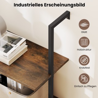 Costway Επιτοίχιο Ράφι 4 Επιπέδων με Μεταλλικό Πλαίσιο, Καφέ 163 x7...