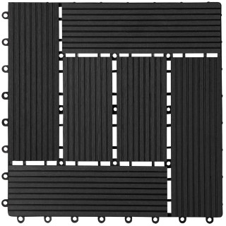 BAKAJI  Σετ 11 Πλακάκια Δαπέδου WPC με Κούμπωμα για Εξωτερικό Χώρο ...