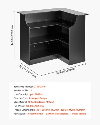 VEVOR Επιτραπέζιο Home Bar Γωνιακό Σχήματος L, Ντουλάπι Κρασιών 4 Ε... VEVOR Επιτραπέζιο Home Bar Γωνιακό Σχήματος L, Ντουλάπι Κρασιών 4 Ε...