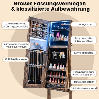 Costway Ελεύθερη Κοσμηματοθήκη με Καθρέφτη και LED Φωτισμό - Ιδανι... Costway Ελεύθερη Κοσμηματοθήκη με Καθρέφτη και LED Φωτισμό - Ιδανι...