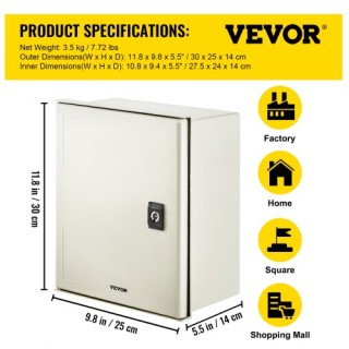 VEVOR Κουτί Ηλεκτρολογικό NEMA 4X, 30x25x14cm, Αδιάβροχο IP66  DQXF...