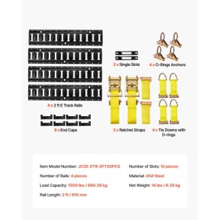 VEVOR Σετ Ράγας Στερέωσης E-Track, 4 τμχ, Περιλαμβάνει Ιμάντες & Αξ... VEVOR Σετ Ράγας Στερέωσης E-Track, 4 τμχ, Περιλαμβάνει Ιμάντες & Αξ...