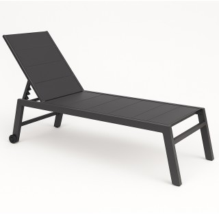 BAKAJI Ανακλινόμενη Ξαπλώστρα Κήπου με Ρόδες , 200 x 102 x 65 cm, U...