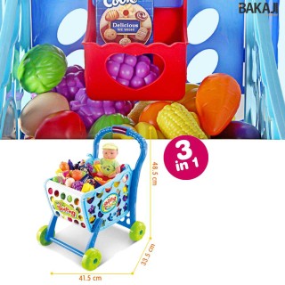 BAKAJI Καρότσι Σούπερ Μάρκετ για παιδιά χρώματος Μπλε με Φρούτα κα... BAKAJI Καρότσι Σούπερ Μάρκετ για παιδιά χρώματος Μπλε με Φρούτα κα...