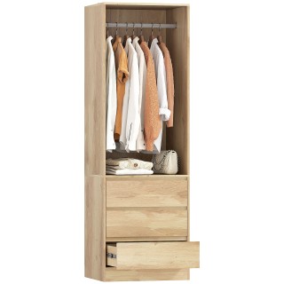 HOMCOM Ντουλάπα με Ράβδο Κρεμάστρας, Ανοιχτό Ράφι και 3 Συρτάρια, Ξ... HOMCOM Ντουλάπα με Ράβδο Κρεμάστρας, Ανοιχτό Ράφι και 3 Συρτάρια, Ξ...