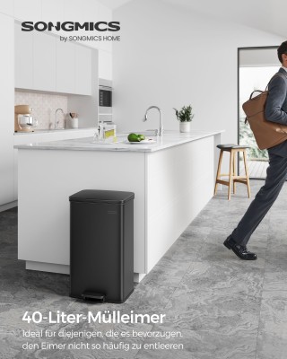SONGMICS Ατσάλινος Κάδος Απορριμμάτων 40 Λίτρα με Καπάκι και 15 Σακ... SONGMICS Ατσάλινος Κάδος Απορριμμάτων 40 Λίτρα με Καπάκι και 15 Σακ...