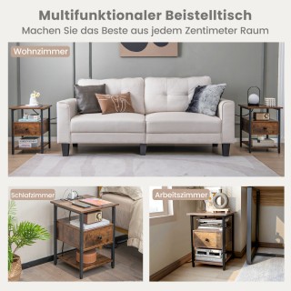 Costway Κομοδίνο με Σταθμό Φόρτισης σε Βιομηχανικό Στυλ HU10485CF-1 Costway Κομοδίνο με Σταθμό Φόρτισης σε Βιομηχανικό Στυλ HU10485CF-1