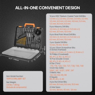 VEVOR Σετ Τρυπανιών & Κατσαβιδιών 100τμχ με Θήκη Πολλαπλών Χρήσεων... VEVOR Σετ Τρυπανιών & Κατσαβιδιών 100τμχ με Θήκη Πολλαπλών Χρήσεων...