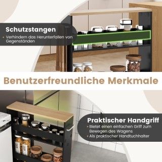 Costway  Ράφι κουζίνας με 4 επίπεδα σε ρόδες από ξύλο με λαβή 48 x ...