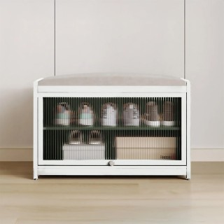 BAKAJI Παπουτσοθήκη με Κάθισμα Λευκή 1 Πόρτα Εξοικονόμησης Χώρου με...