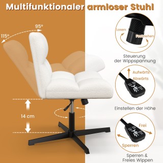 Costway Ρυθμιζόμενη Καρέκλα Γραφείου Χωρίς Μπράτσα με Λειτουργία Λι... Costway Ρυθμιζόμενη Καρέκλα Γραφείου Χωρίς Μπράτσα με Λειτουργία Λι...