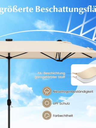 Costway Ομπρέλα Κήπου Μπεζ-Καφέ 400 x 240 εκ. NP12264BE Costway Ομπρέλα Κήπου Μπεζ-Καφέ 400 x 240 εκ. NP12264BE