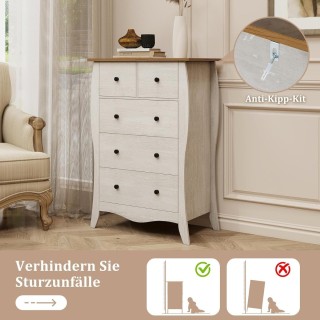 Costway Ρουστίκ Συρταριέρα Αγροικίας με 5 Συρτάρια 67,5 x 38,5 x 97...