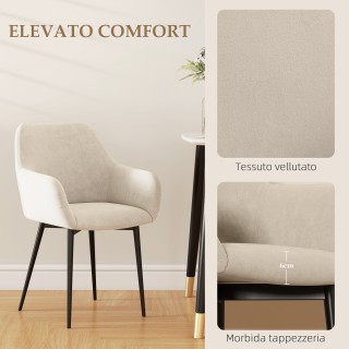 HOMCOM Σετ 2 Σκανδιναβικές Καρέκλες Τραπεζαρίας με Καμπυλωτά Μπράτσ...