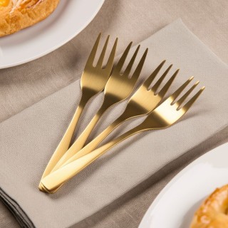 Galileo Σετ 4 Χρυσά Σατινέ Επιδορπιακά Πιρουνάκια από Ανοξείδωτο Ατ...