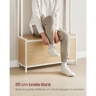 VASAGLE Καλόγερος με Ντουλάπι Παπουτσιών, Δρύς Λευκό HSR405W09&nbsp