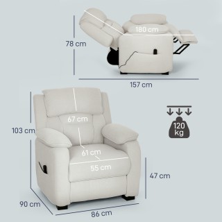 HOMCOM Πολυθρόνα Ανακλινόμενη 150° σε Υφή Βελούδου με Υποπόδιο, Τηλ...