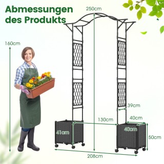 Costway  Δί σε 1 Αψίδα Κήπου με Κασπώ από Ανθεκτικό Μέταλλο και Πλα...