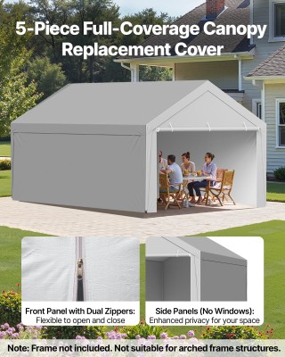 VEVOR Αντικαταστατικό Κάλυμμα Carport 6×4 μ. με Πλευρικά Τοιχώματα,...