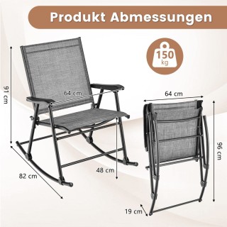 Costway Σετ 2 πτυσσόμενες κουνιστές καρέκλες με αναπνεύσιμο ύφασμα ... Costway Σετ 2 πτυσσόμενες κουνιστές καρέκλες με αναπνεύσιμο ύφασμα ...