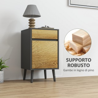 HOMCOM Μοντέρνο Κομοδίνο 40x39x69 εκ, Σκούρο Γκρι και Ξύλο 831-966V...