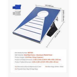 VEVOR Φορητό Σετ Κορνχόλ 3x2ft με Αλουμινένιο Πίνακα και 8 Σακουλάκ... VEVOR Φορητό Σετ Κορνχόλ 3x2ft με Αλουμινένιο Πίνακα και 8 Σακουλάκ...