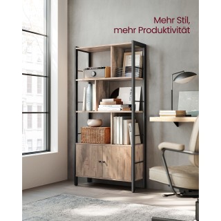 Ράφι VASAGLE, Βιβλιοθήκη με Πόρτες, 4 Ράφια, Βιομηχανικό Στυλ, Δρυς... Ράφι VASAGLE, Βιβλιοθήκη με Πόρτες, 4 Ράφια, Βιομηχανικό Στυλ, Δρυς...