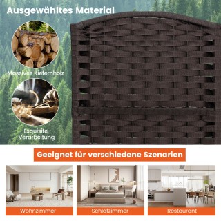 Costway Παραβάν 240 x 170 εκ. με Χειροποίητη Υφή & Σκελετό από Μασί...