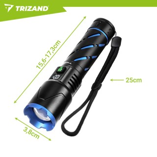 Trizand Φακός LED Τακτικός 800 lm Επαναφορτιζόμενος με USB-C, 5000 ...