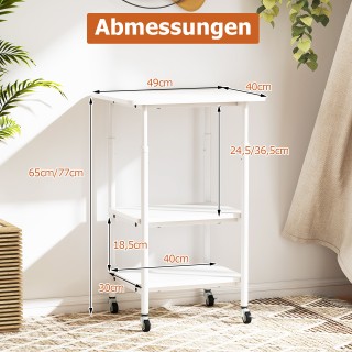 Costway Ρυθμιζόμενο Τρόλεϊ Εκτυπωτή με Ράφια και Ροδάκια σε Λευκό Χ...