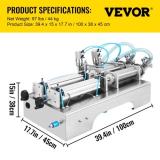 VEVOR Πνευματική Μηχανή Γεμίσματος Υγρών 100-1000ml με Δύο Ακροφύσι... VEVOR Πνευματική Μηχανή Γεμίσματος Υγρών 100-1000ml με Δύο Ακροφύσι...