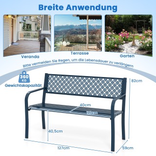 Costway Μπλε Μεταλλικός Διθέσιος Κήπος με Πλάτη NP12196NY