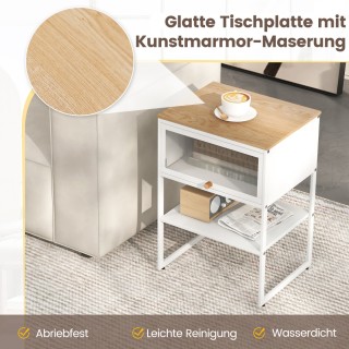 Costway  Πολυλειτουργικό και Ανθεκτικό Κομοδίνο με Διάφανη Αναδιπλο...