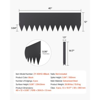 VEVOR Ατσάλινο Διαχωριστικό Τοπίου 4 Πακέτα 40x12in Ανθεκτικό στη Σ... VEVOR Ατσάλινο Διαχωριστικό Τοπίου 4 Πακέτα 40x12in Ανθεκτικό στη Σ...