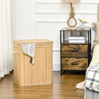 HOMCOM Καλάθι Απλύτων 90L Πτυσσόμενο με 2 Διαμερίσματα, Καπάκι και... HOMCOM Καλάθι Απλύτων 90L Πτυσσόμενο με 2 Διαμερίσματα, Καπάκι και...