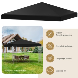 Costway  Μαύρο Ανταλλακτικό Στέγαστρο Πέργκολας 300 x 300 cm με Άμε...