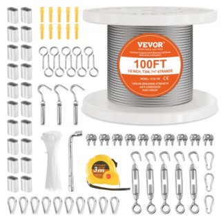VEVOR Καλώδιο Ανοξείδωτου Χάλυβα T304 1/8 7x7 100 ft για Κάγκελα B... VEVOR Καλώδιο Ανοξείδωτου Χάλυβα T304 1/8 7x7 100 ft για Κάγκελα B...