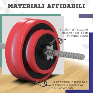 SPORTNOW Σετ Μπάρας και Δίσκων 30kg, 170x26x26cm, Κόκκινο A91-286V00RD SPORTNOW Σετ Μπάρας και Δίσκων 30kg, 170x26x26cm, Κόκκινο A91-286V00RD