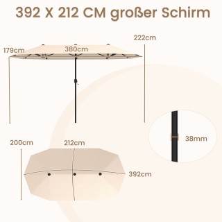 Costway Διπλή Ομπρέλα με Μανιβέλα & UV Προστασία, Μπεζ NP12227BE Costway Διπλή Ομπρέλα με Μανιβέλα & UV Προστασία, Μπεζ NP12227BE