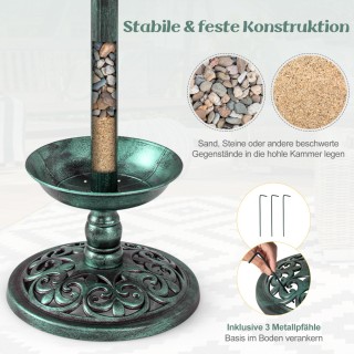 Costway Ποτίστρα Πουλιών με Ηλιακό Φωτισμό και Γλάστρα Ø43 x 110 cm...