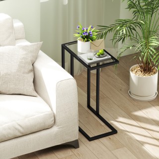 HOMCOM Τραπεζάκι Καφέ από Γυαλί και Ατσάλι σε Σχήμα C, 46x25x63.5 ε... HOMCOM Τραπεζάκι Καφέ από Γυαλί και Ατσάλι σε Σχήμα C, 46x25x63.5 ε...