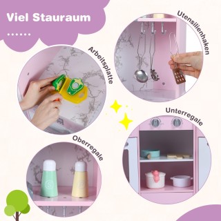 Costway Ροζ Παιδική Κουζίνα από Ξύλο με Φως, Ήχο, Πίνακα & Αξεσουάρ...