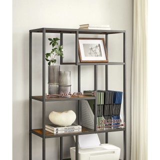 VASAGLE  Ραφιέρα Βιβλίων 6 Επιπέδων - Ρουστίκ Καφέ & Μαύρη  - 30 x ...