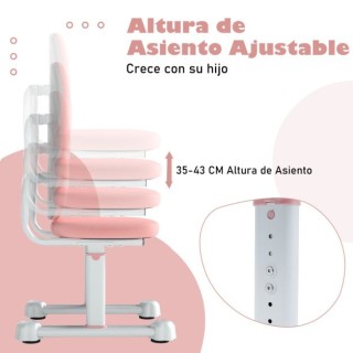 Costway Ροζ Παιδική Καρέκλα Γραφείου με Ρυθμιζόμενο Ύψος και Διπλή ...