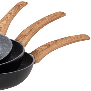 BAKAJI Σετ 3 Αντικολλητικά Τηγάνια Αλουμινίου 20-24-28cm με Εργονομ...