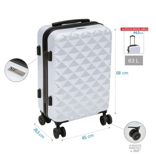 Galileo Σετ 2 λευκές βαλίτσες με 4 περιστρεφόμενες ρόδες 360 κλείδω...