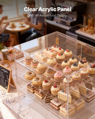 VEVOR Επαγγελματική Βιτρίνα Ζαχαροπλαστικής, 4 Επίπεδων: Ακρυλικός ...