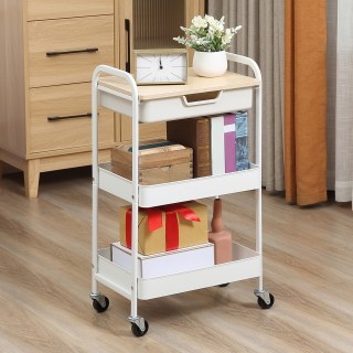 HOMCOM Πολυλειτουργικό Καροτσάκι Κουζίνας με Περιστρεφόμενους Τροχο... HOMCOM Πολυλειτουργικό Καροτσάκι Κουζίνας με Περιστρεφόμενους Τροχο...